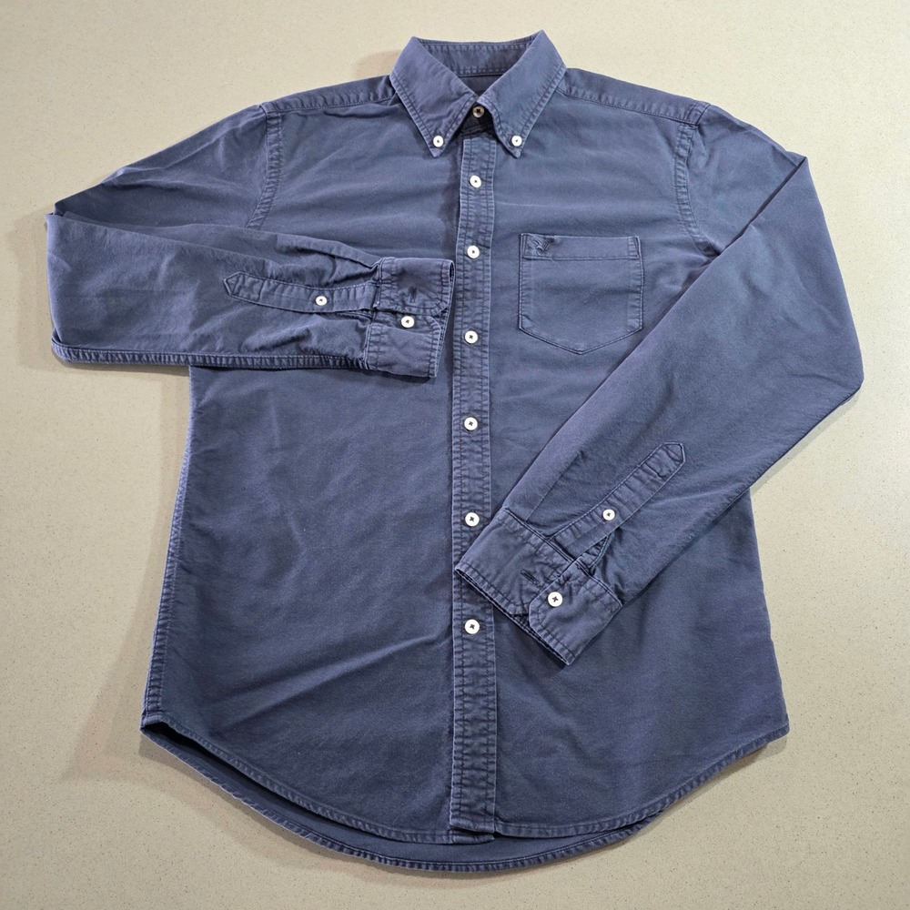 American Eagle Outfitters Mens Classic Fit Button Down Shirt Navy Blue Small